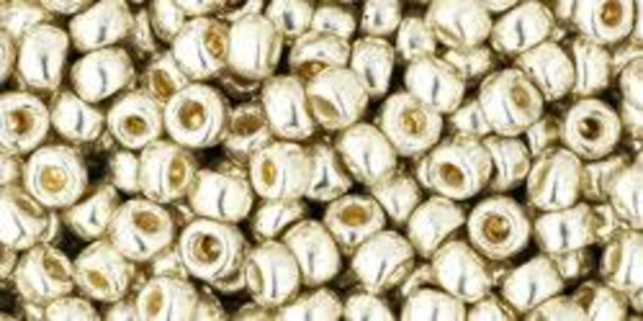 Toho 8/0 Round Japanese Seed Bead, #558PF, Galv Silver PermaFinish, 17 grams